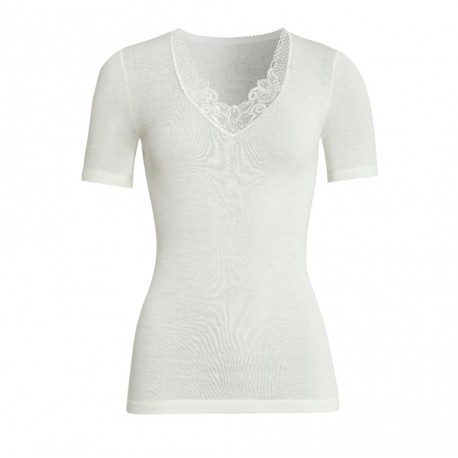 Tee-shirt dentelle Con-ta Laine/Modal Ecru