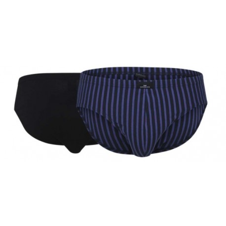 Briefpackung X2 Götzburg Striped Fantasy Blue / Plain Black