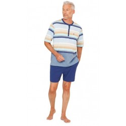 Pyjashort Hajo Rayé Col Bouton Fantaisie Rayé