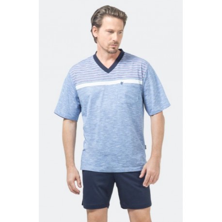 Pajashort Hajo gestreifter V-Ausschnitt Fancy Striped