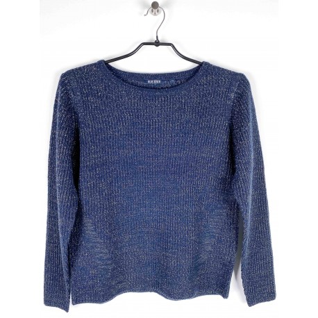 Pull Blue Seven maille brillante Marine/Or