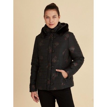 Parka Azay fantaisie fleuri Noir