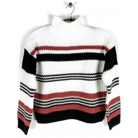 Pull Blue Seven maille Rayé Blanc