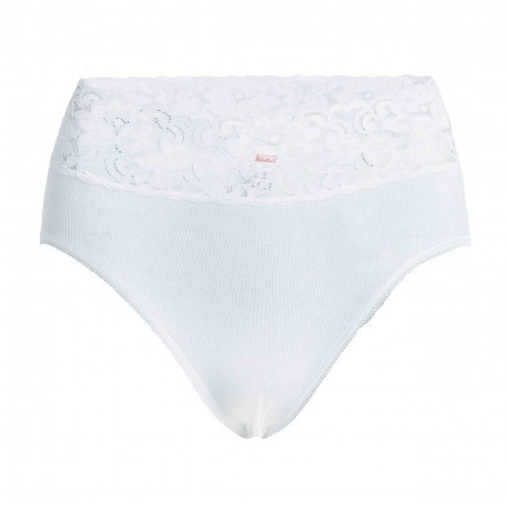 Slip Con-ta dentelle taille haute Blanc