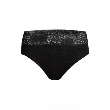 Slip Con-ta dentelle taille haute Noir