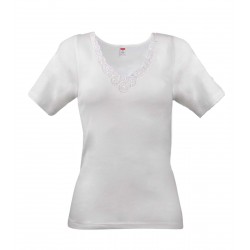 Tee-shirt dentelle Con-ta Blanc