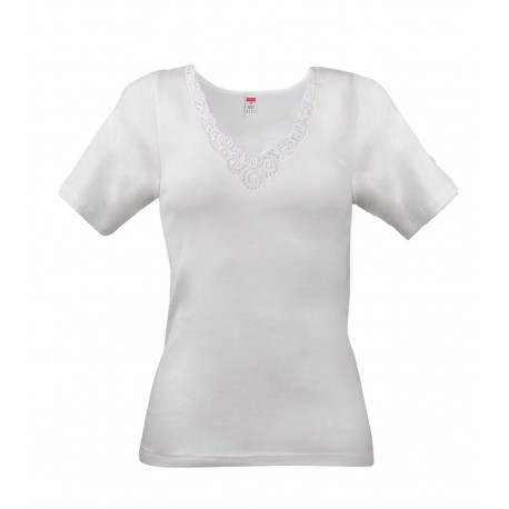 Tee-shirt dentelle Con-ta Blanc