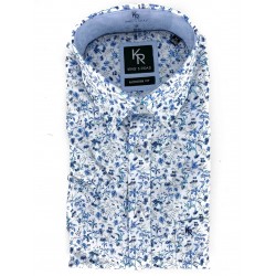 Chemise manches courtes King's Road Fleuri Blanc