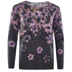 Pull Hajo "Joy Of Life" Fleuris Mauve