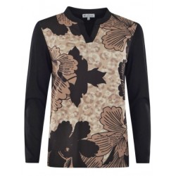 Tee-shirt Hajo "Joy Of Life" Fleuris Beige