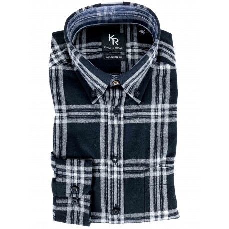 Chemise King's Road Flanelle Carreaux Noir