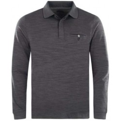 Hajo Softknit Langarm Poloshirt - Schwarz