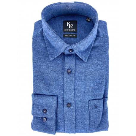 Chemise King's Road Flanelle Uni Bleu