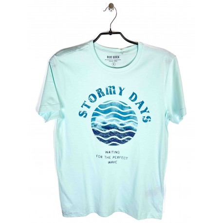 Tee-shirt Blue Seven Storm Days Turquoise