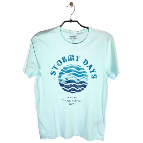 Tee-shirt Blue Seven Storm Days Turquoise