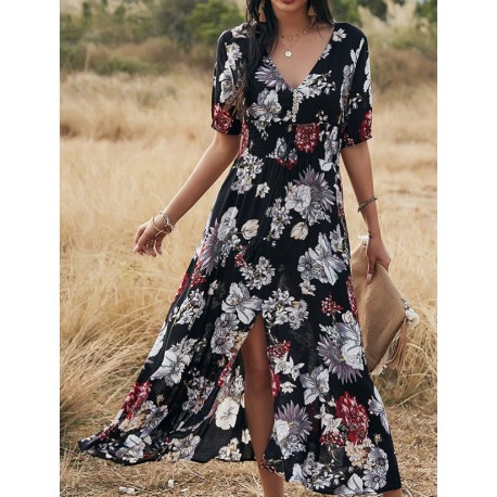 Azay Dress Women Navy Blue Dots