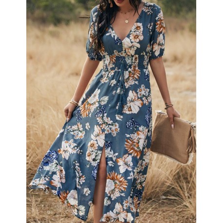 Azay Dress Women Navy Blue Dots