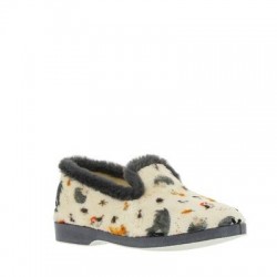 Pantoufle laine Motif Beige