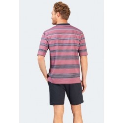 Pyjama short Hajo Rayé Bordeaux