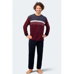 Pyjama Hajo Klima-Frottee Rayures Bordeaux
